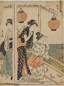【美品】鳥居清長「美南見十二候 九月」木版画　アダチ版画研究所 清長｢美南見十二候 九月 いざよう月【復刻版】｣ | 山田書店美術
