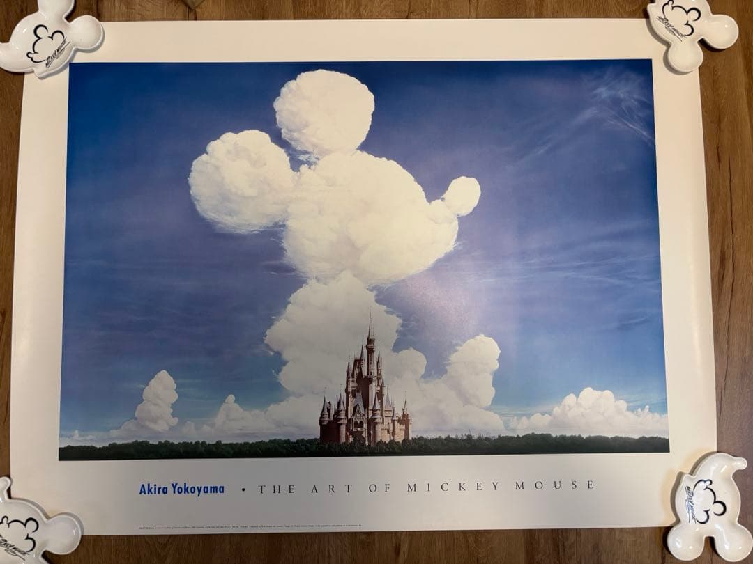 ☆ディズニー　青空　ミッキー　雲　アキラ　ヨコヤマ　シンデレラ城　ポスター☆
