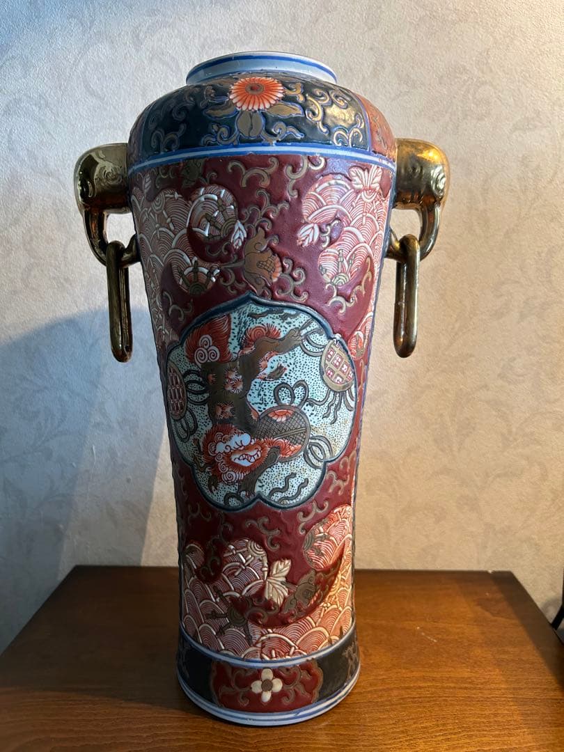 古伊万里花器　色絵　金蘭手　壺