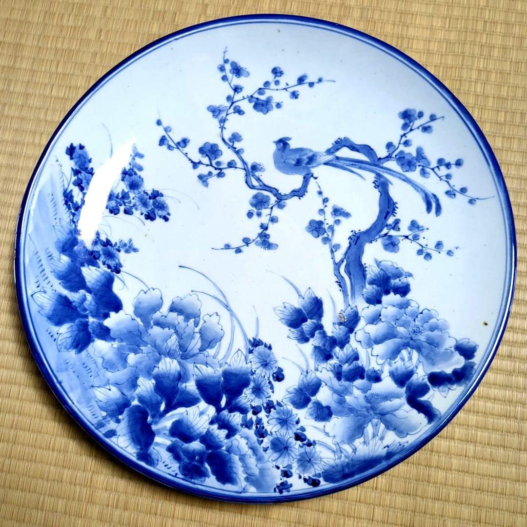 青花飾   絵皿  骨董  大皿 46㎝　アンティーク　レトロ　古美術　希少