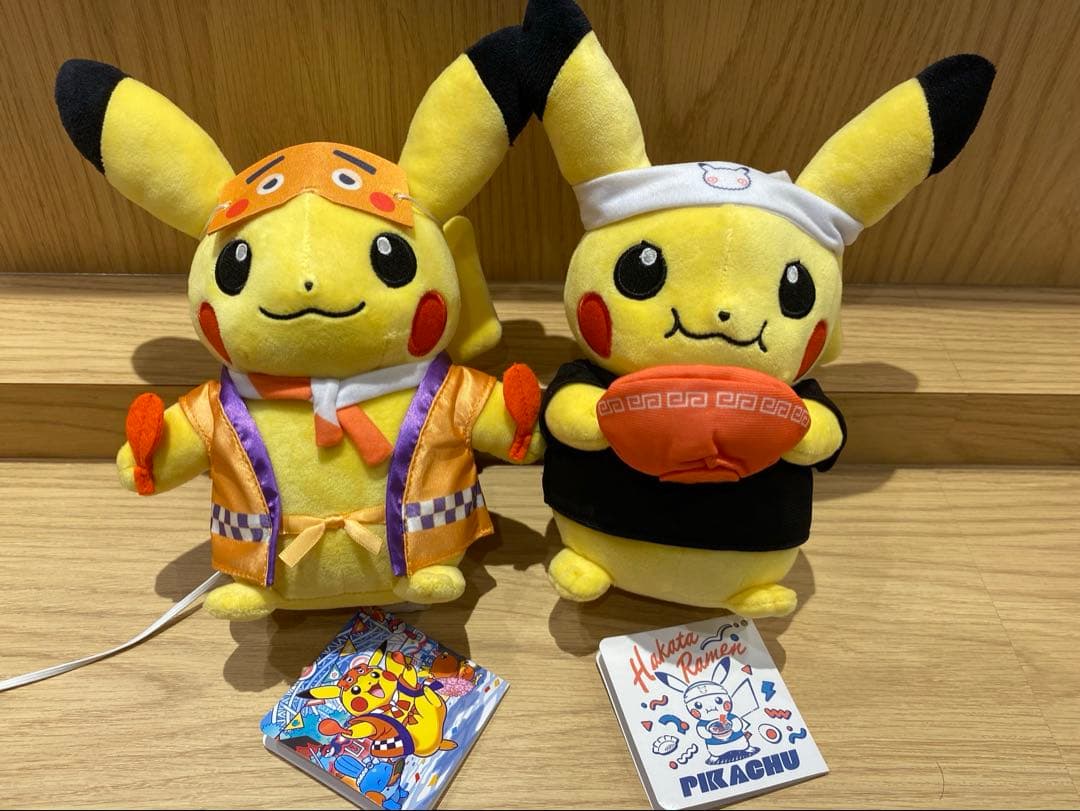 一風堂ピカチュウ にわか面ピカチュウ　ぬいぐるみ セット　ポケモンセンター福岡