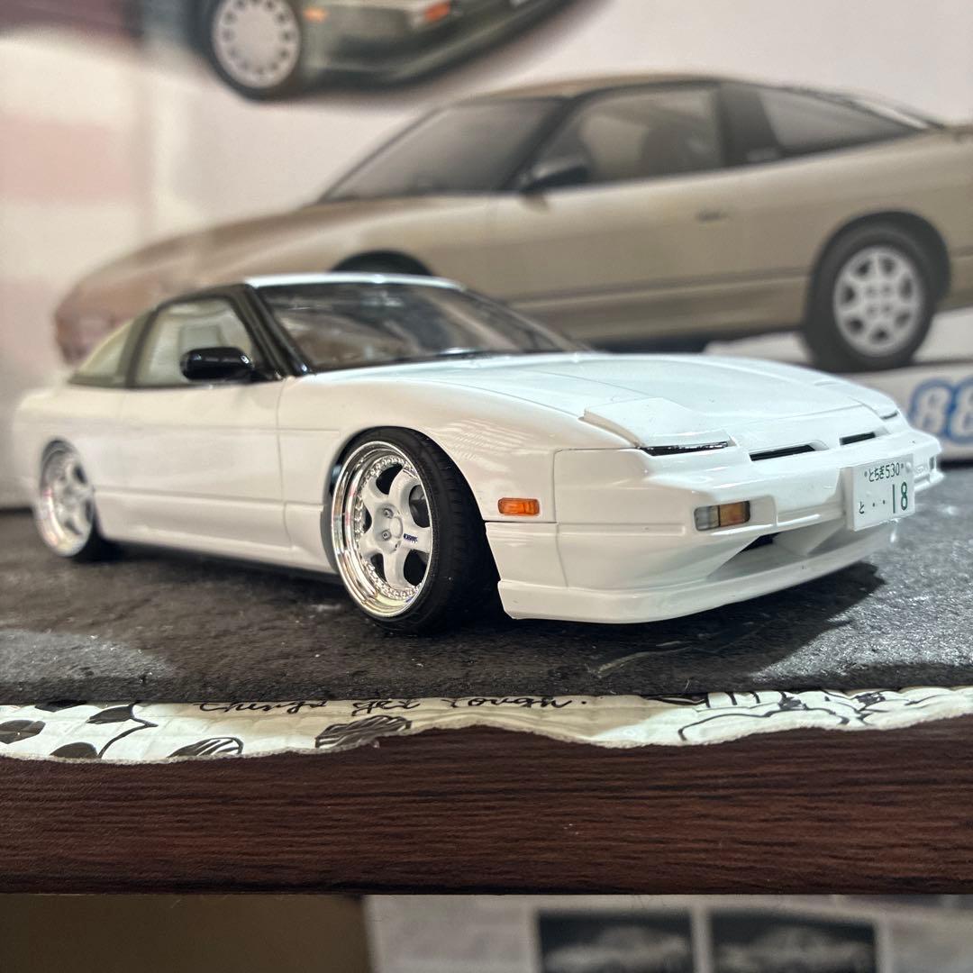 180SX 前期　ホワイト WORK Meister S1 アオシマ 1/24