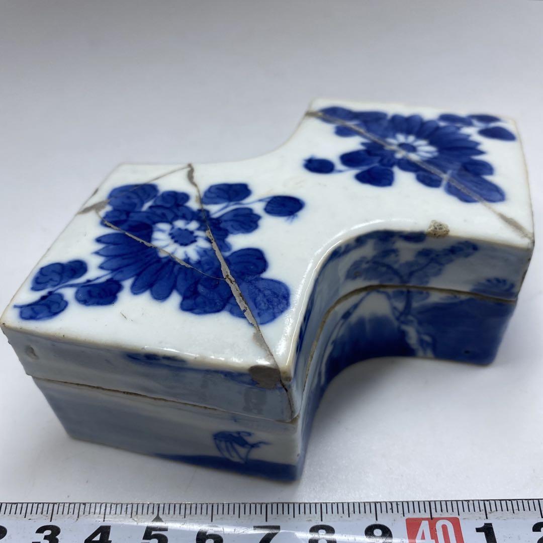 中国清時代　青花蓋物　幅12.6㎝　タサチ　東な7-0510①
