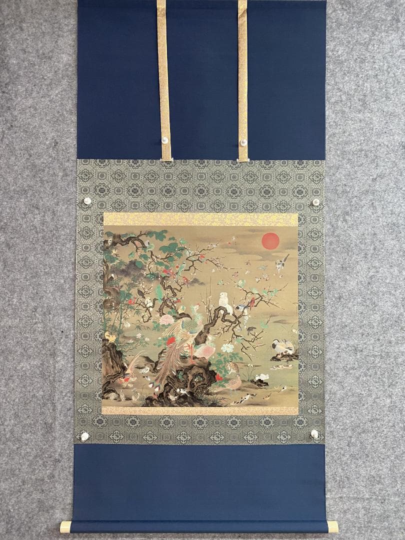 『複製』狩野栄信 狩野伊川院『百鳥図』木挽町家狩野派8代目 江戸後期絵師 掛軸