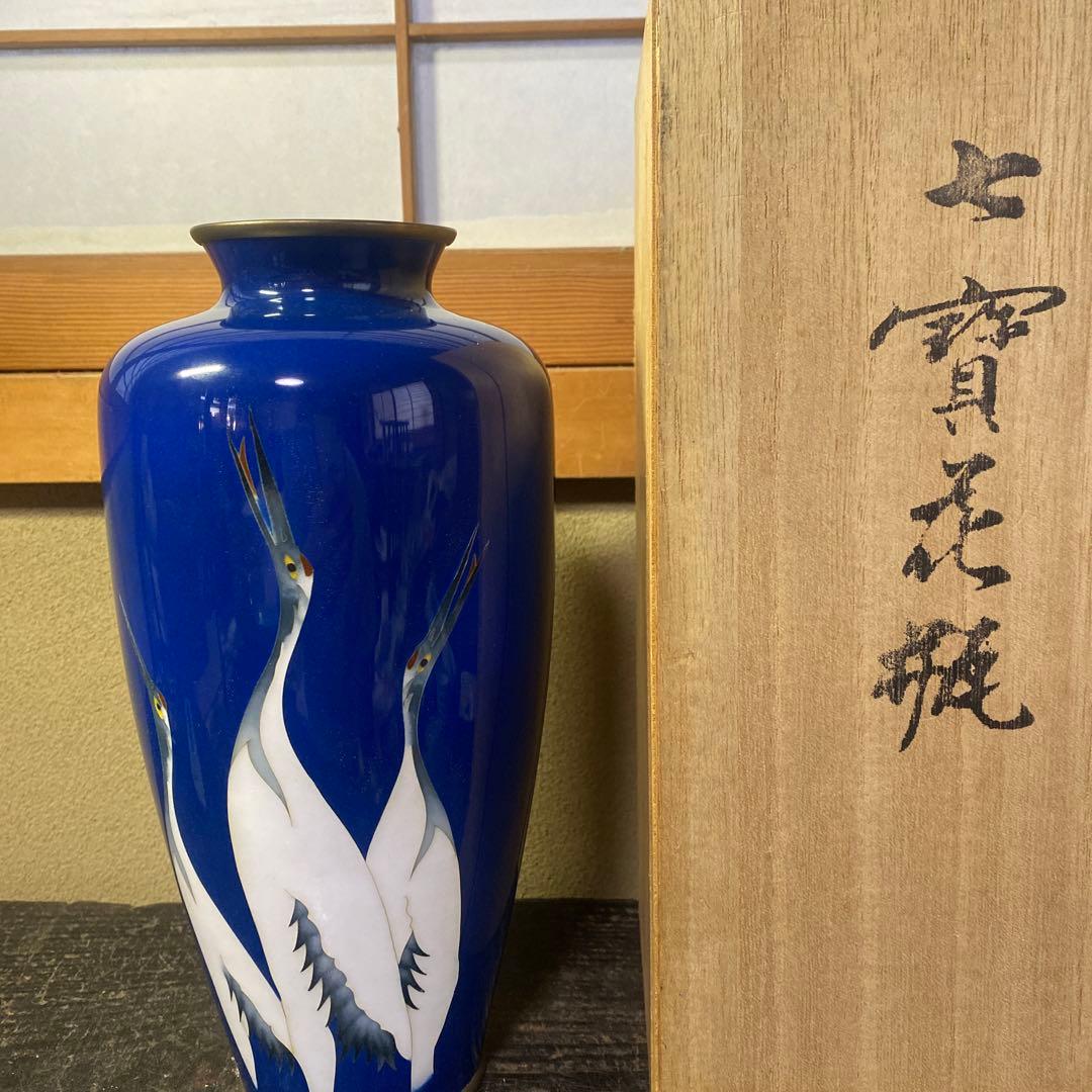 専用　鶴図七宝花瓶