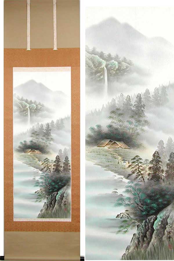 掛軸3本セット 葛谷聖山『新四季賞翫』日本画 山水 風景画 絹本 共箱付 掛け軸 掛軸3本セット 葛谷聖山『新四季賞翫』日本画 山水 風景画 絹本